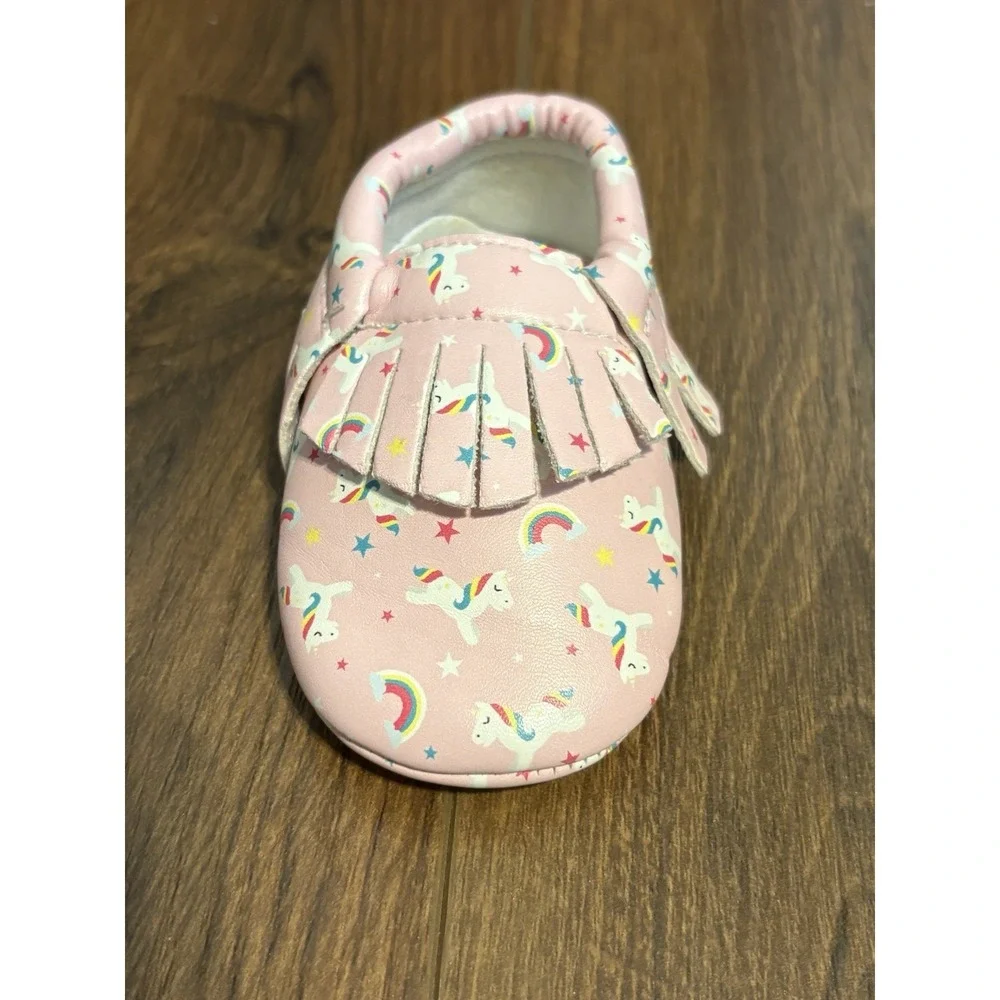Unicorn Dreams Pink Unicorn Rainbow Moccasin Baby Shoes US 4 12-18 Months